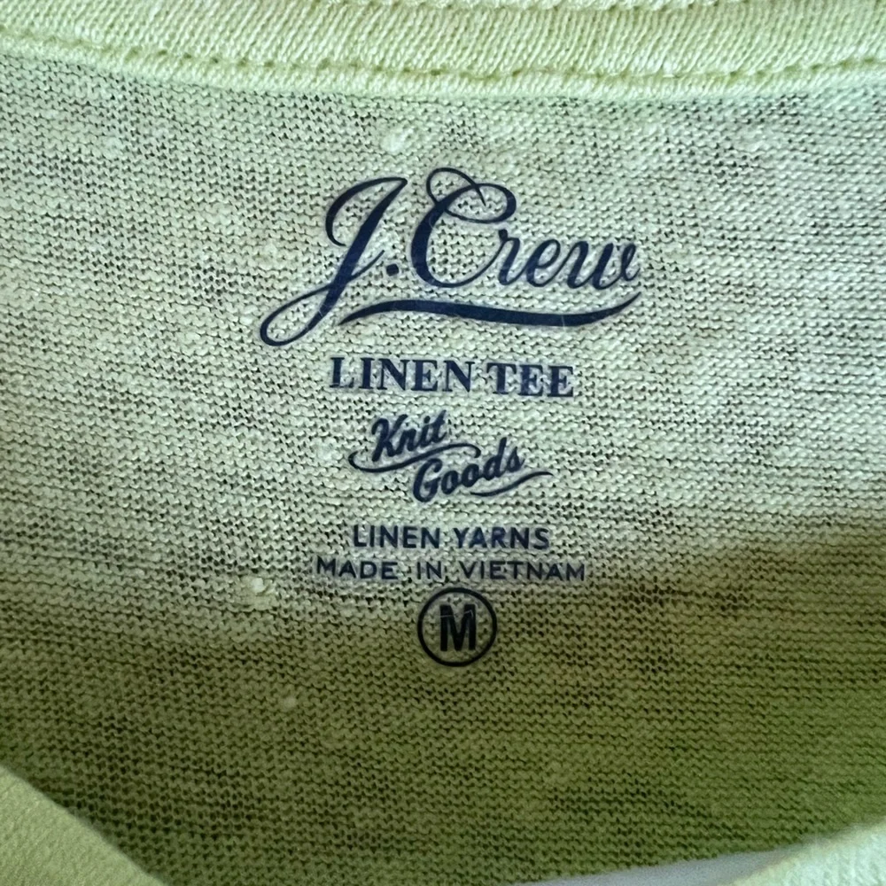 J. Crew Knit Goods Linen Crewneck Pocket T-shirt in Chartreuse. Size M